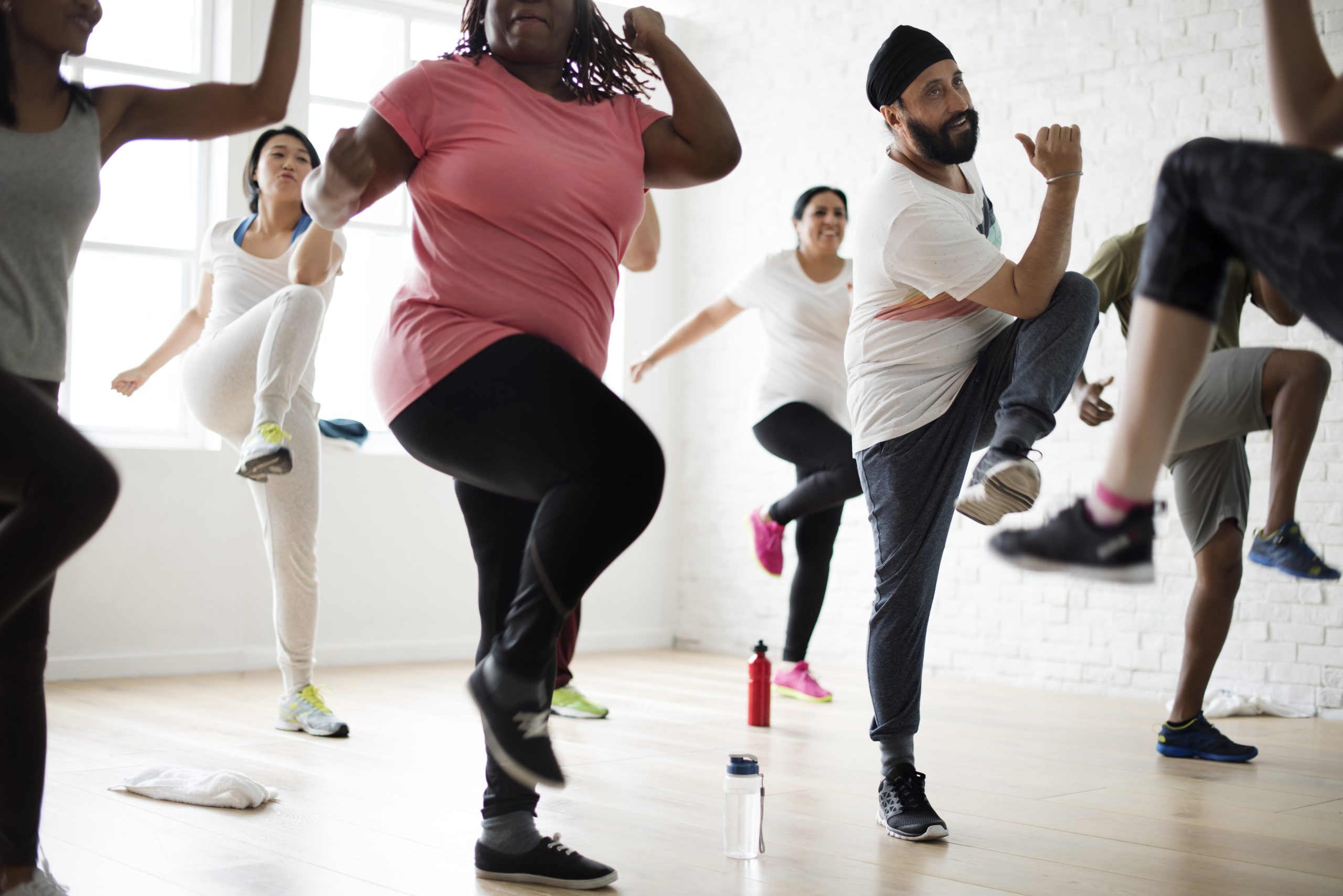 people working out at a health club